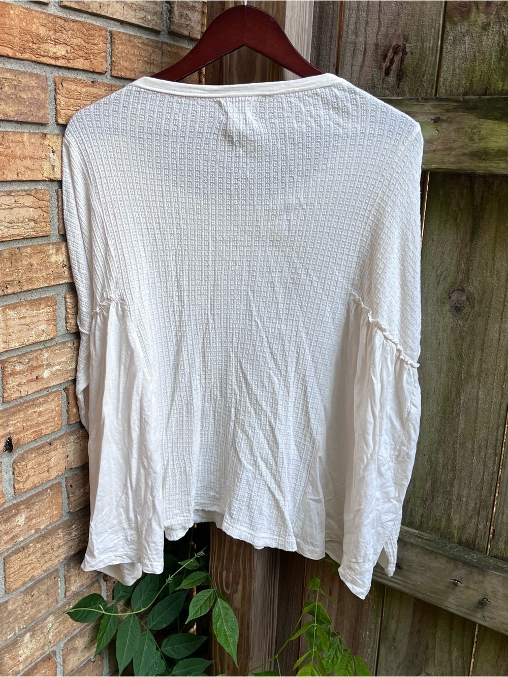True Craft Ivory Waffle-Knit Long Sleeve Boho Oversized Top - Picture 5 of 5